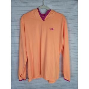 THE NORTH FACE HOODED LIGHTWEIGHT LONG SLEEVE TOP IN TANGERINE, SZ XL
